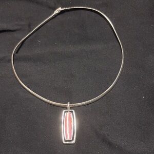 Elegant Silver and Pink Pendant Necklace